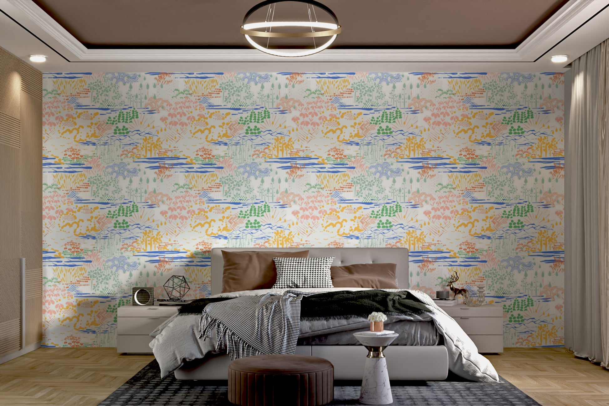 Self-adhesive Patterned Landscape wallpaper for walls