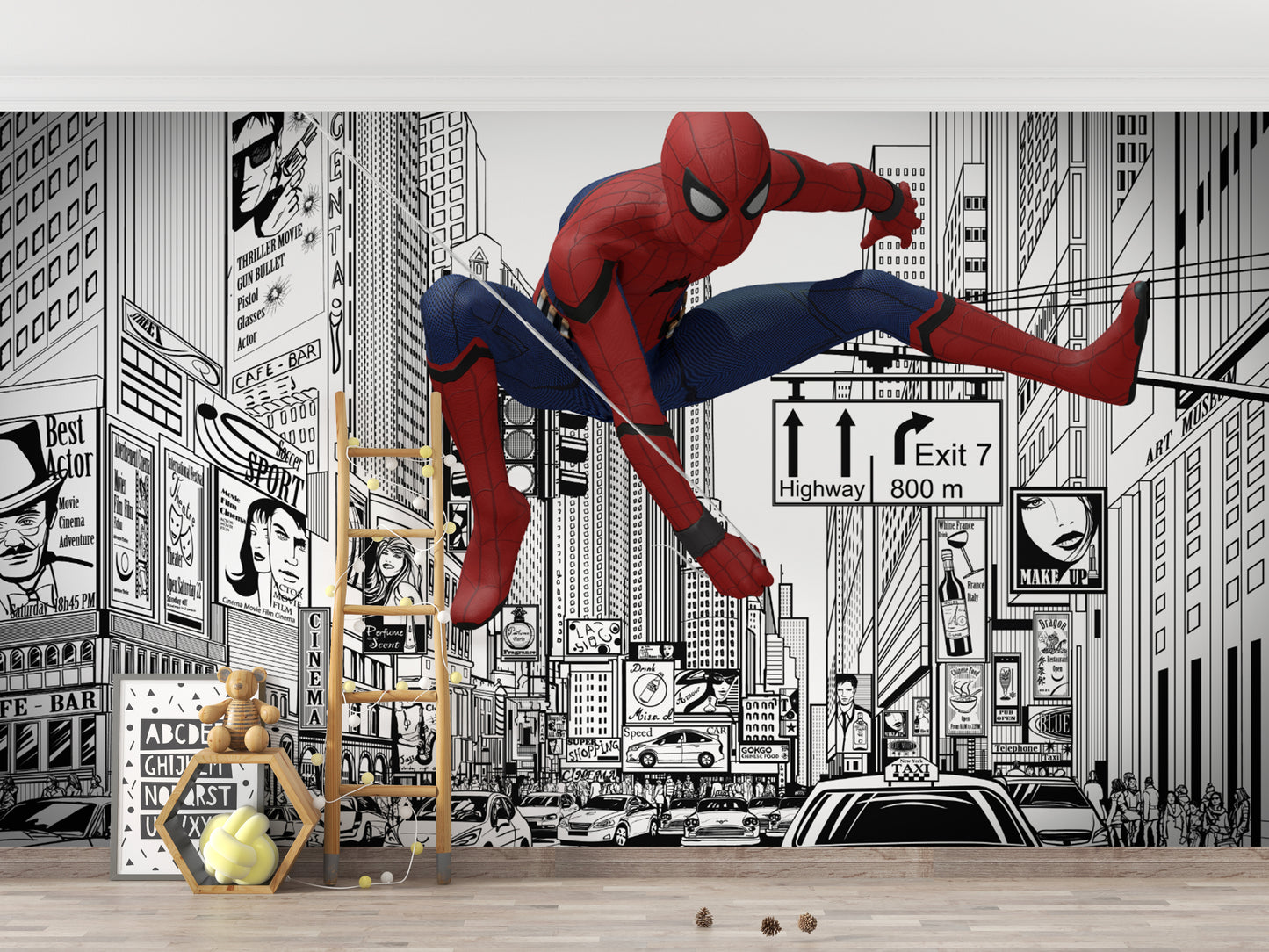 Vibrant Spider-Man Scene Mural
