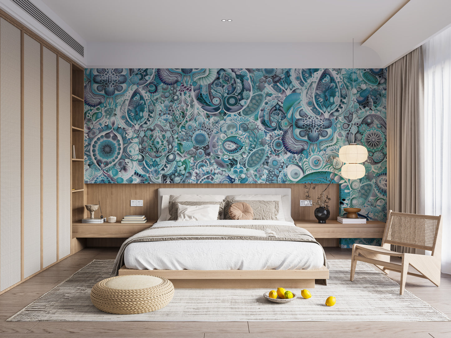 Blue Color Abstract Haeckel Wallpaper Murals