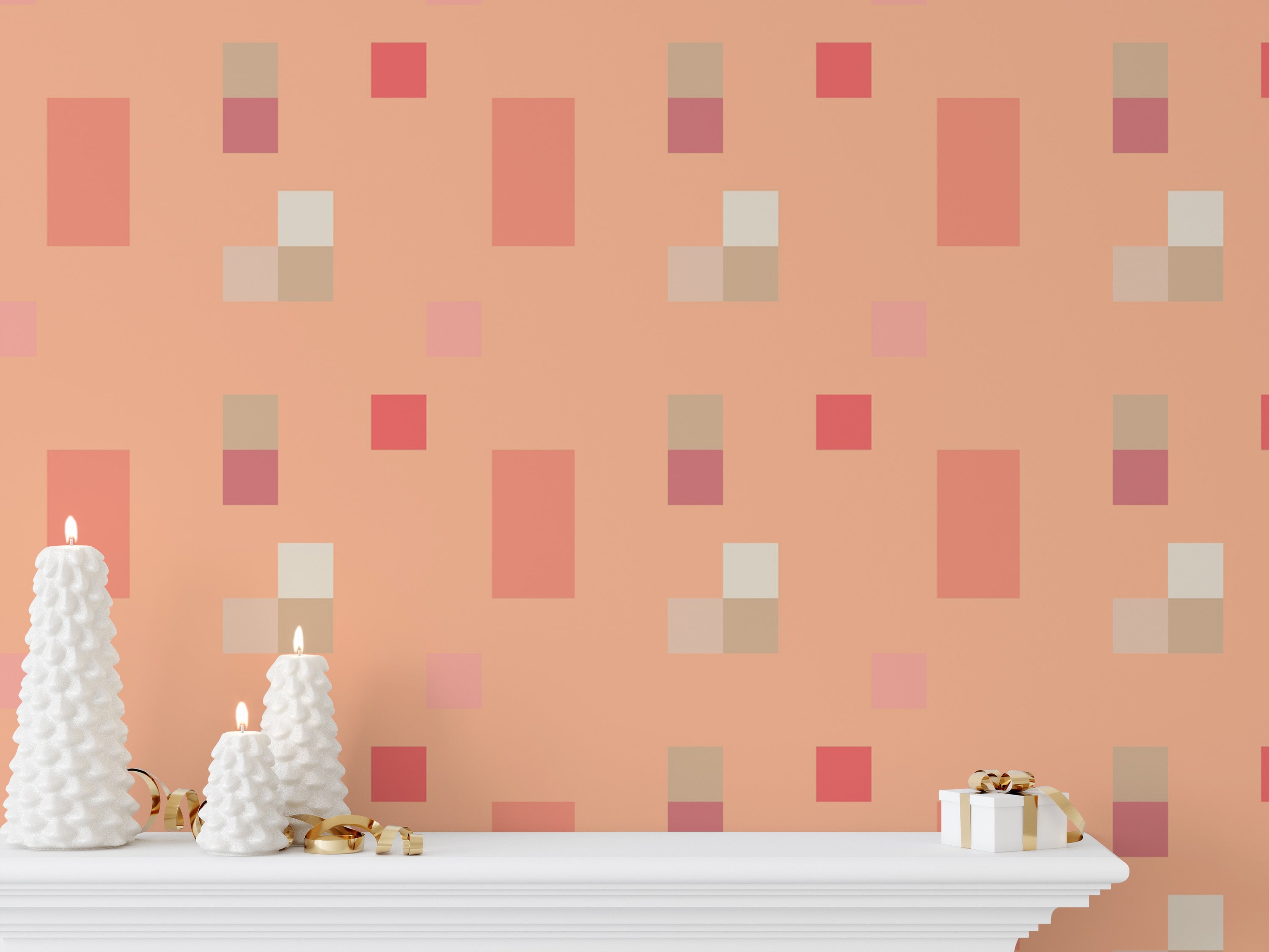 Sophisticated Peach Fuzz Tile Pattern Wallpaper