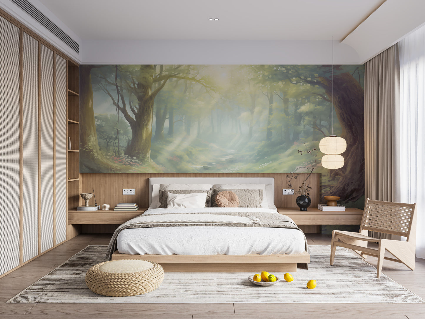 Elegant sunset forest wallpaper murals for a cozy and natural setting.