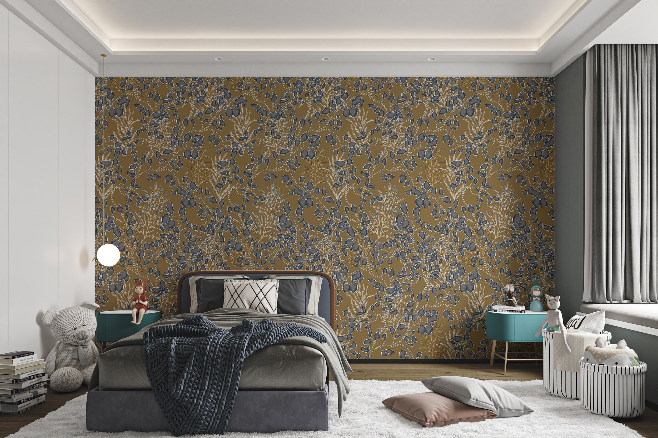 Bohemian Amber Jewel Pattern Wall Mural
