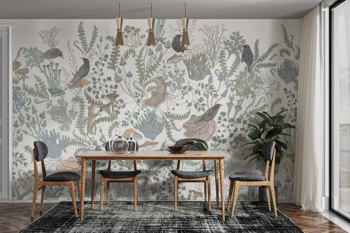 Peaceful woodland harmony fresco wallpaper for walls