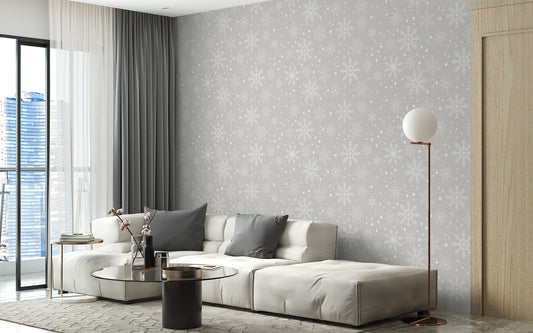 Gray snowflake wallpaper with winter charm
