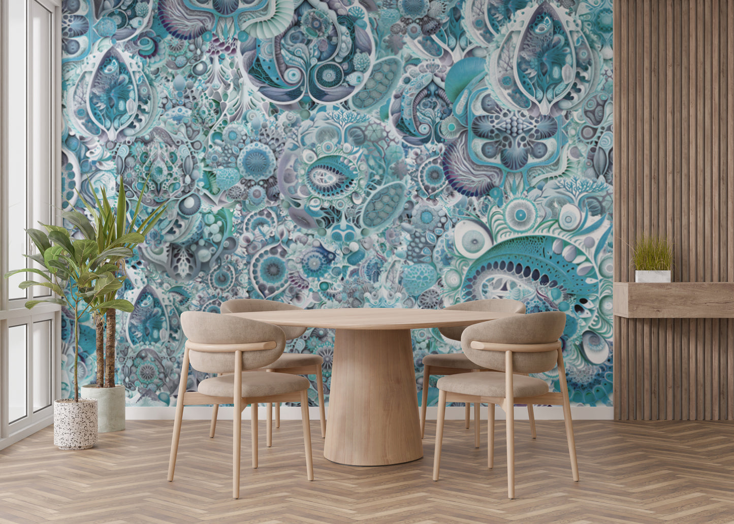 Blue Color Abstract Haeckel Wallpaper Murals