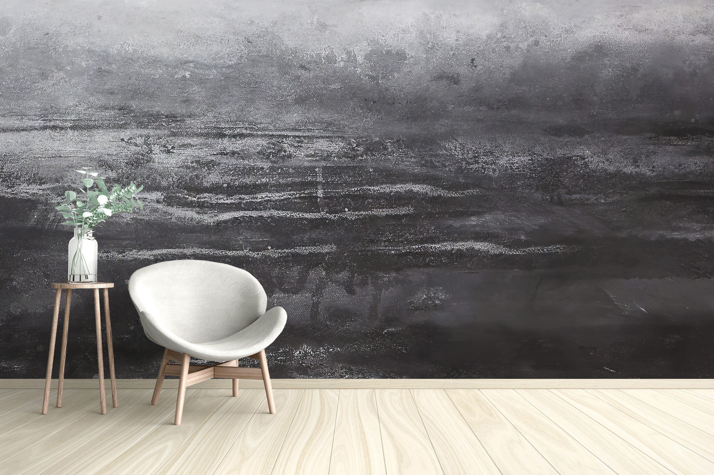 Abstract charcoal wall mural
