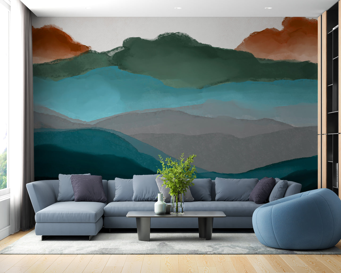 Watercolor Abstract Highland Mural