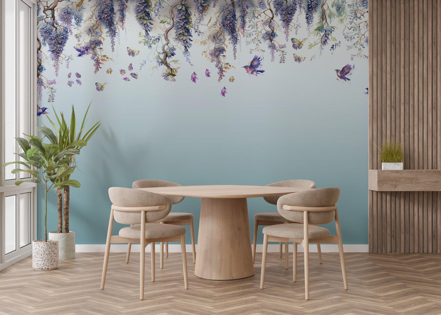 Wisteria Romance Blue Wallpaper Murals