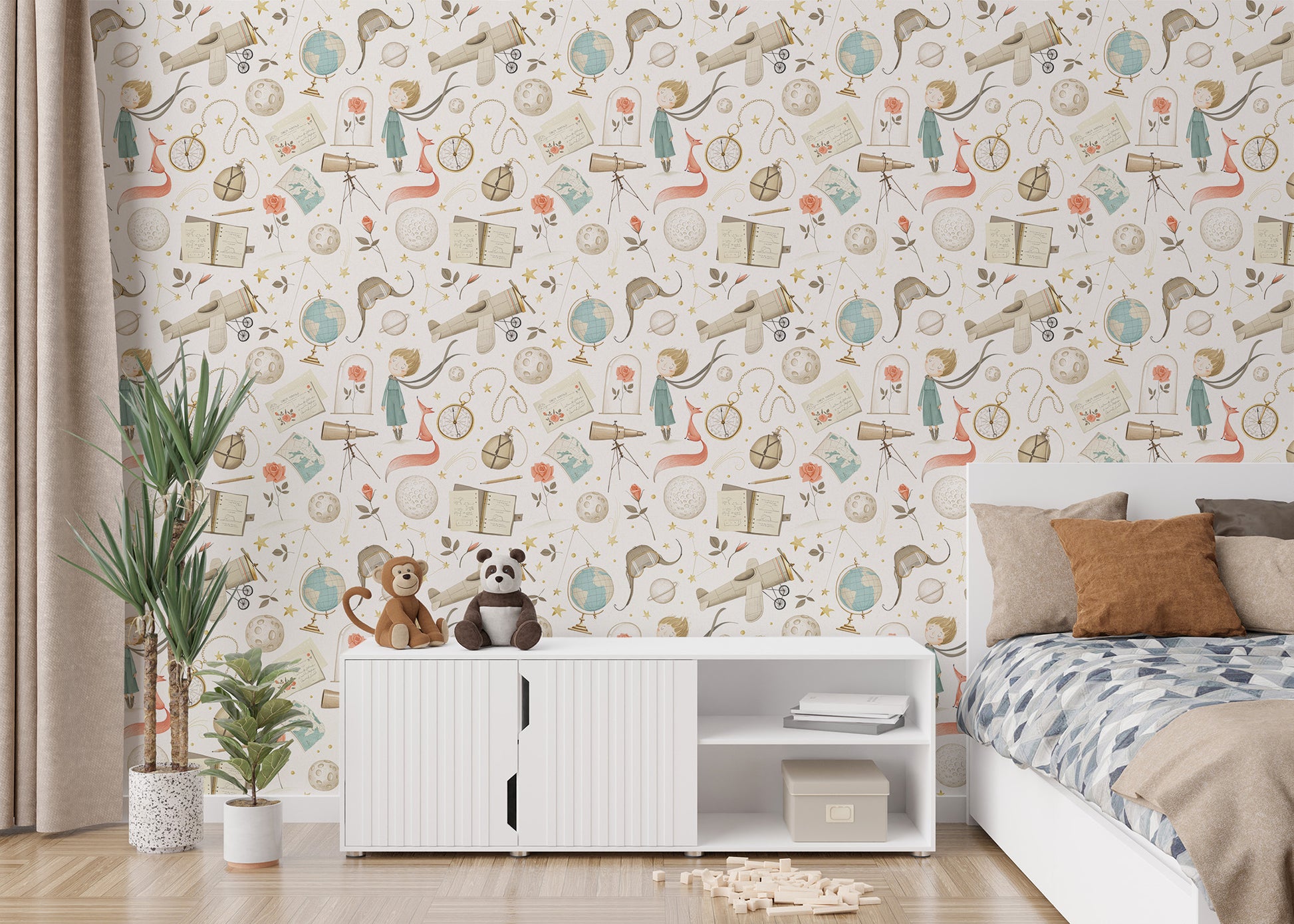 Beige-themed wallpaper for nurseries