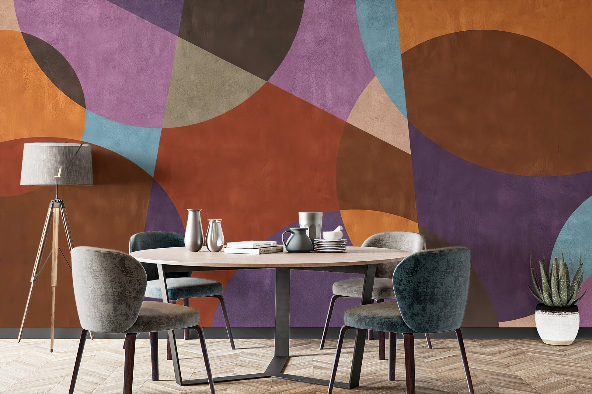 Bohemian Chic Wall Mural adds charm to boho-inspired dining rooms.