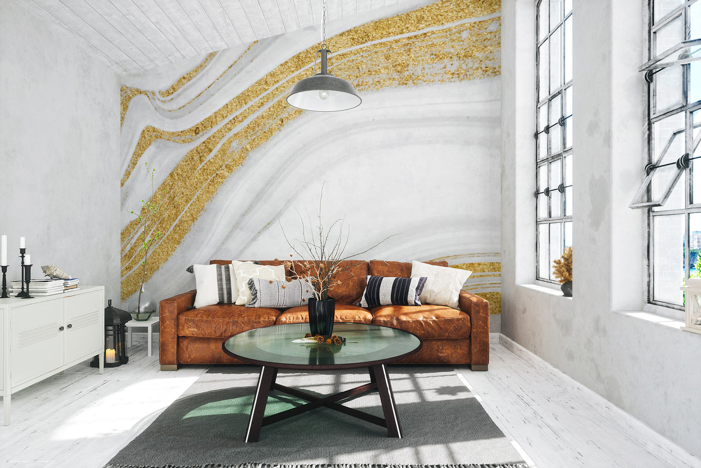 White Gold Marble Wallpaper Mural