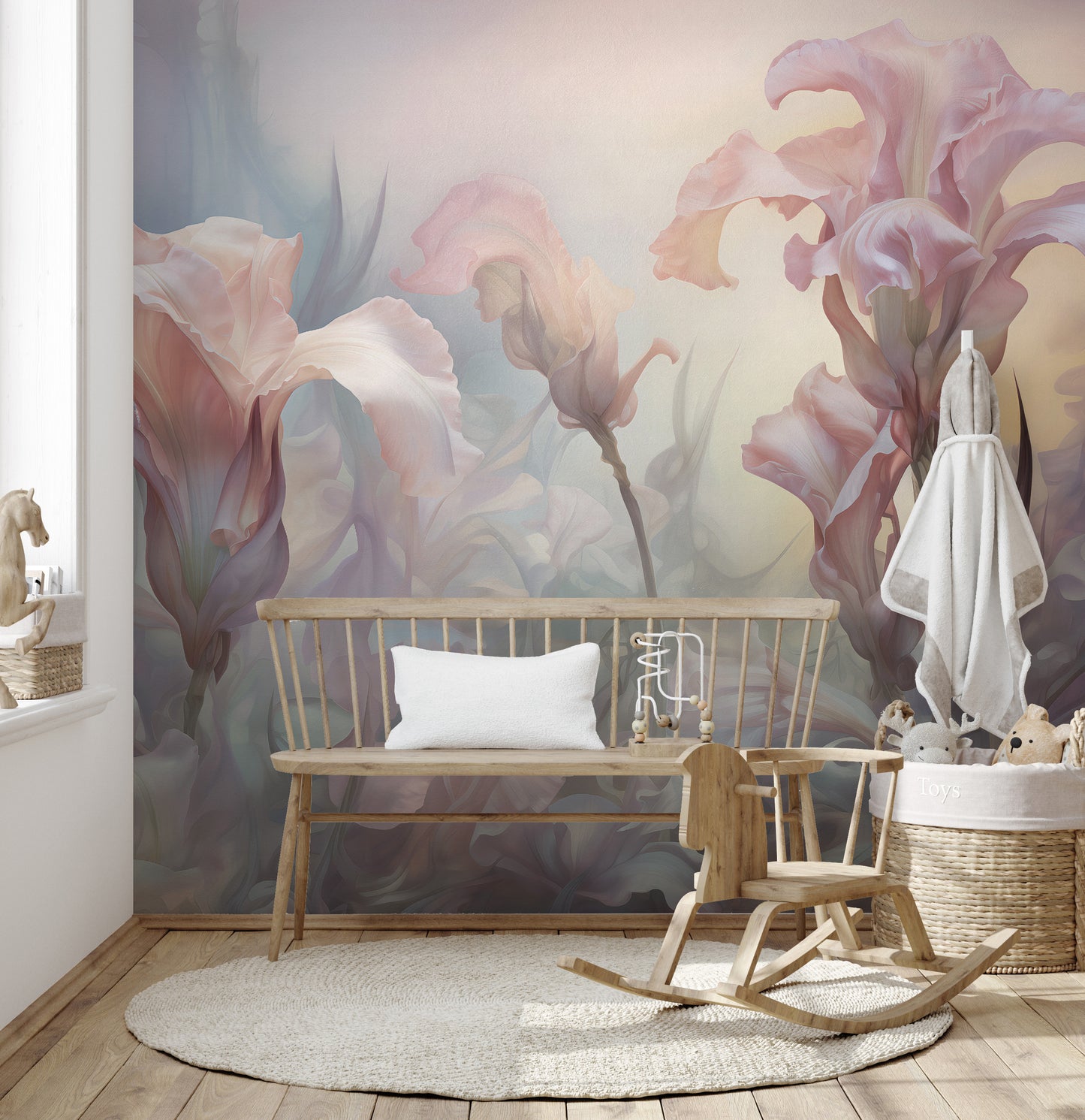 Iris Pale Pastel Floral Wallpaper Mural