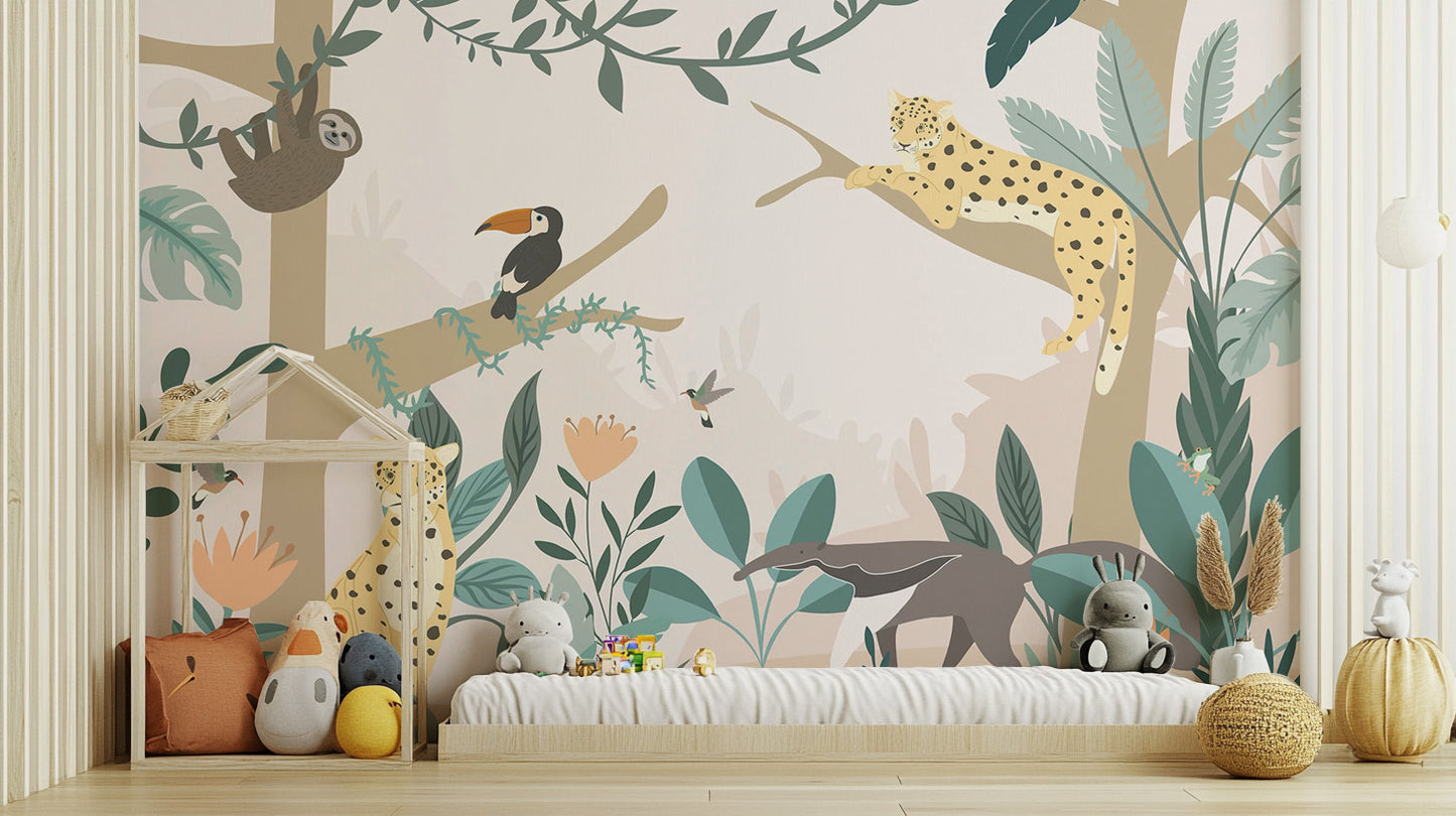 Kids Jungle Animal Wallpaper Mural