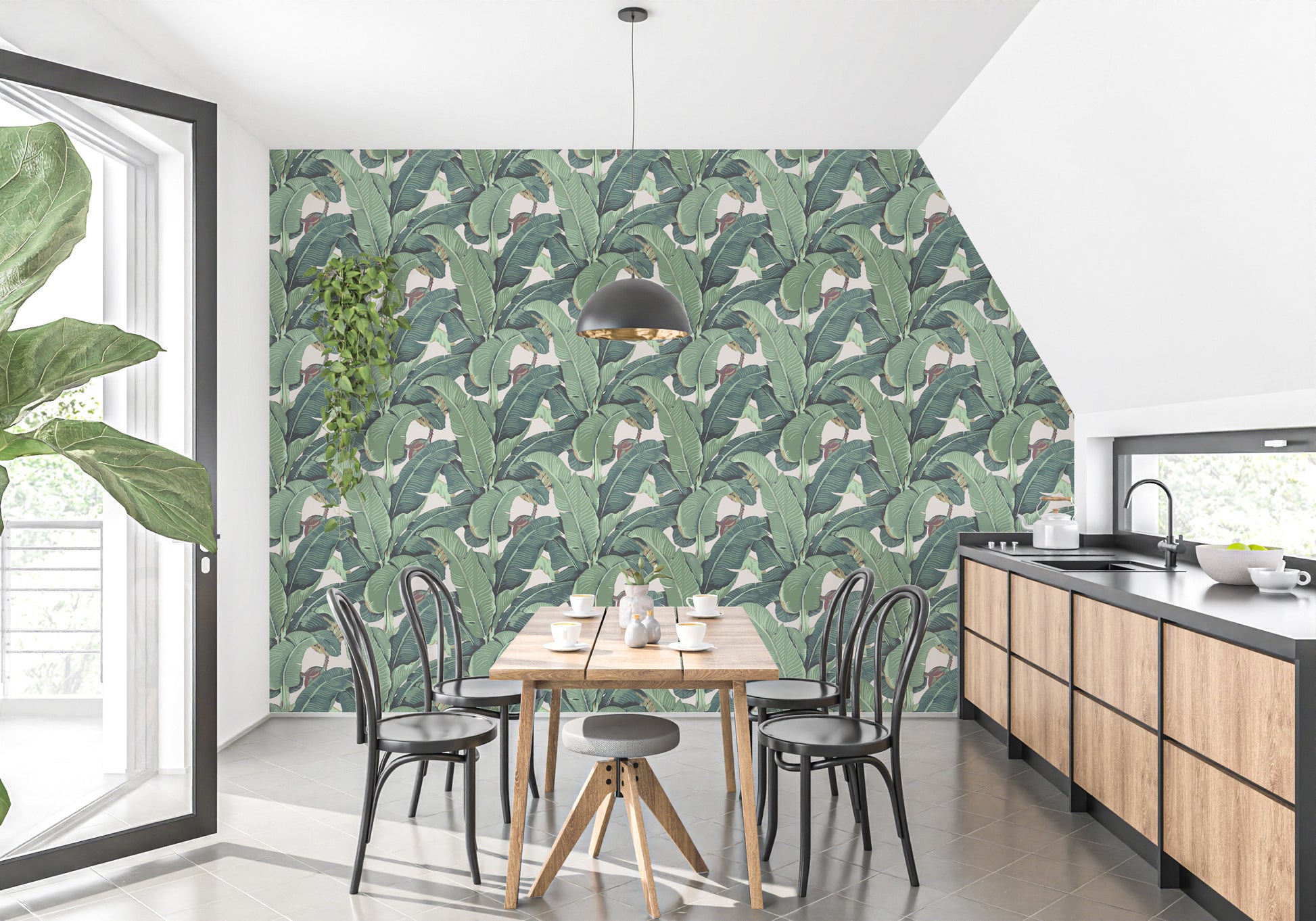 Stylish banana leaf wallpaper with a tropical vibe
