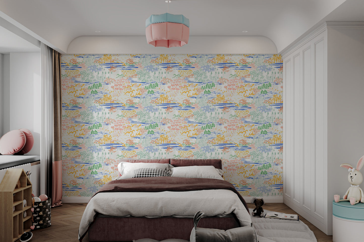 Reusable wallpaper with scenic landscape designs