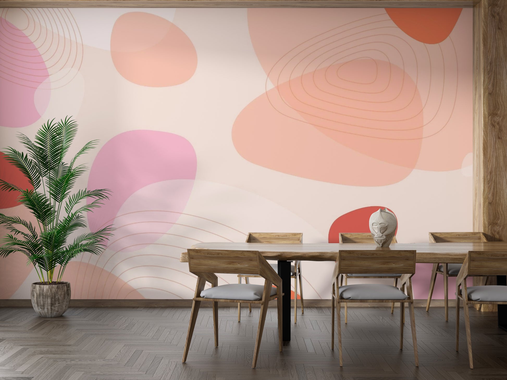 Warm Peach Pink Wall Mural Design
