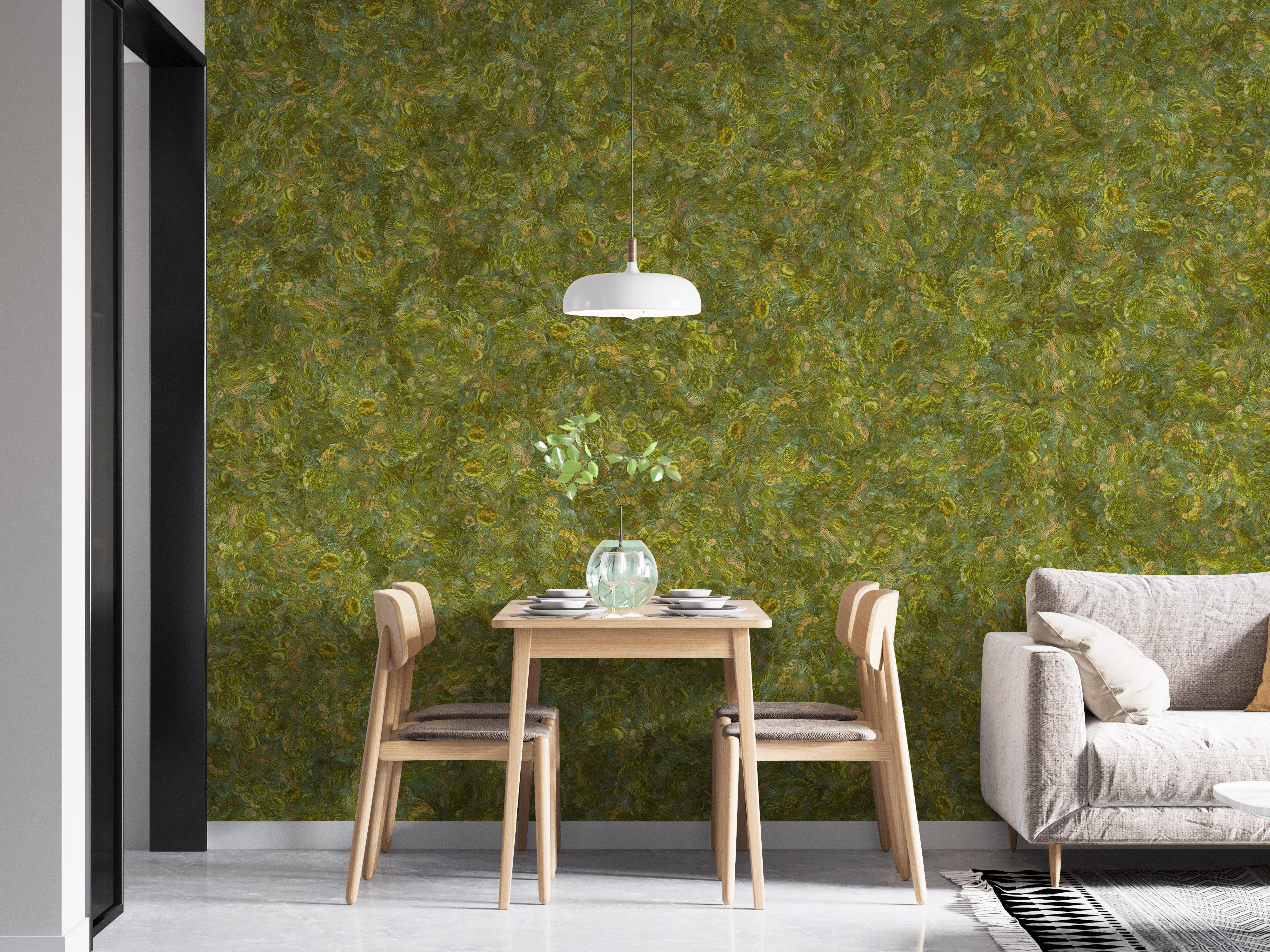 Green textured embroidery wall murals
