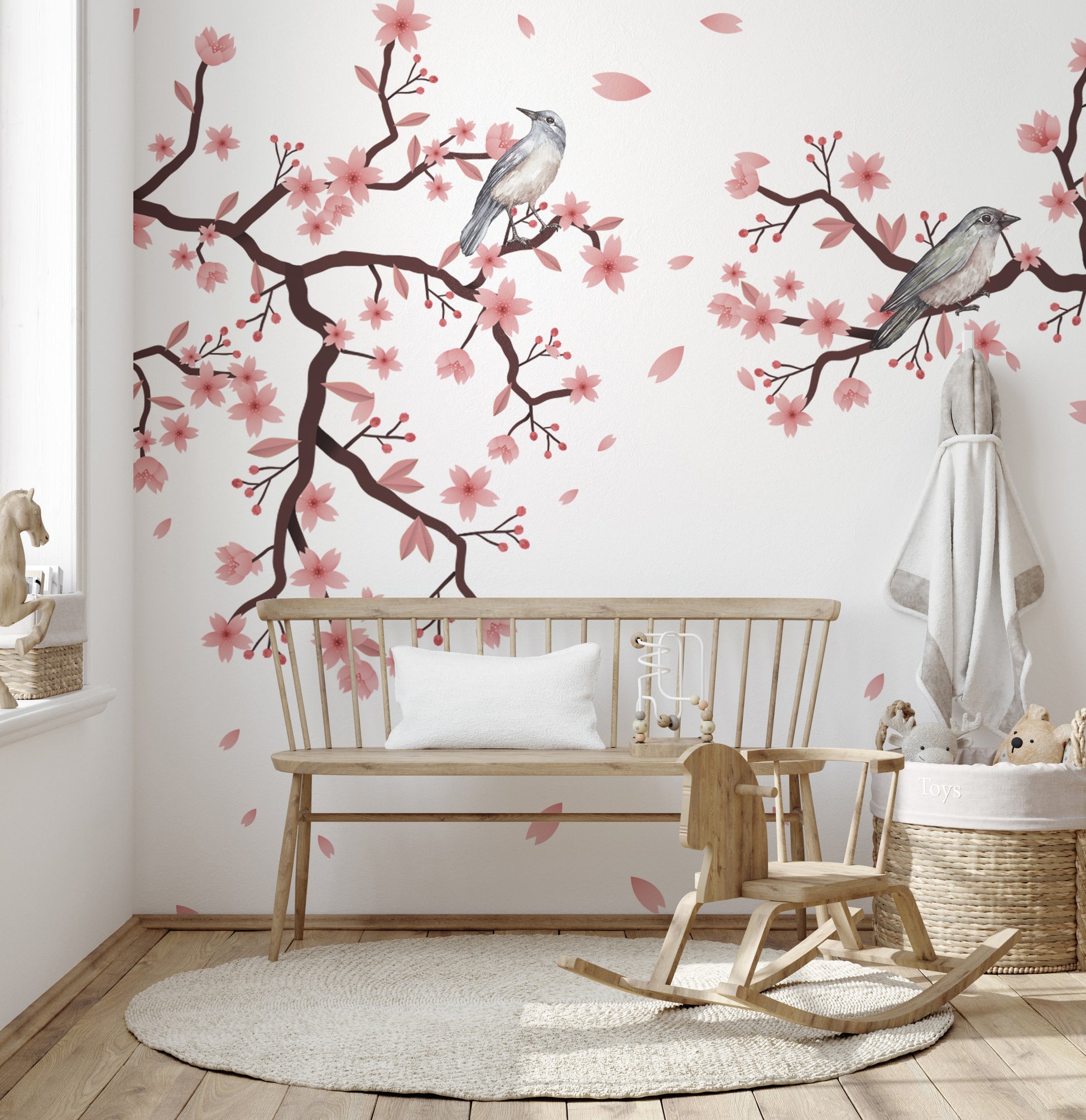 Dawn Chorus Cherry Blossom Wall Mural beauty