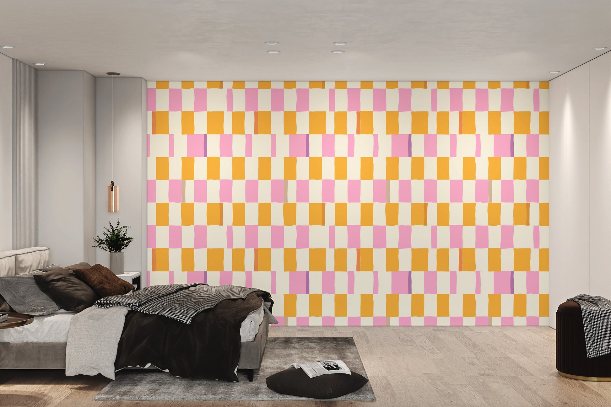 Trendy checkered wallpaper for modern interiors