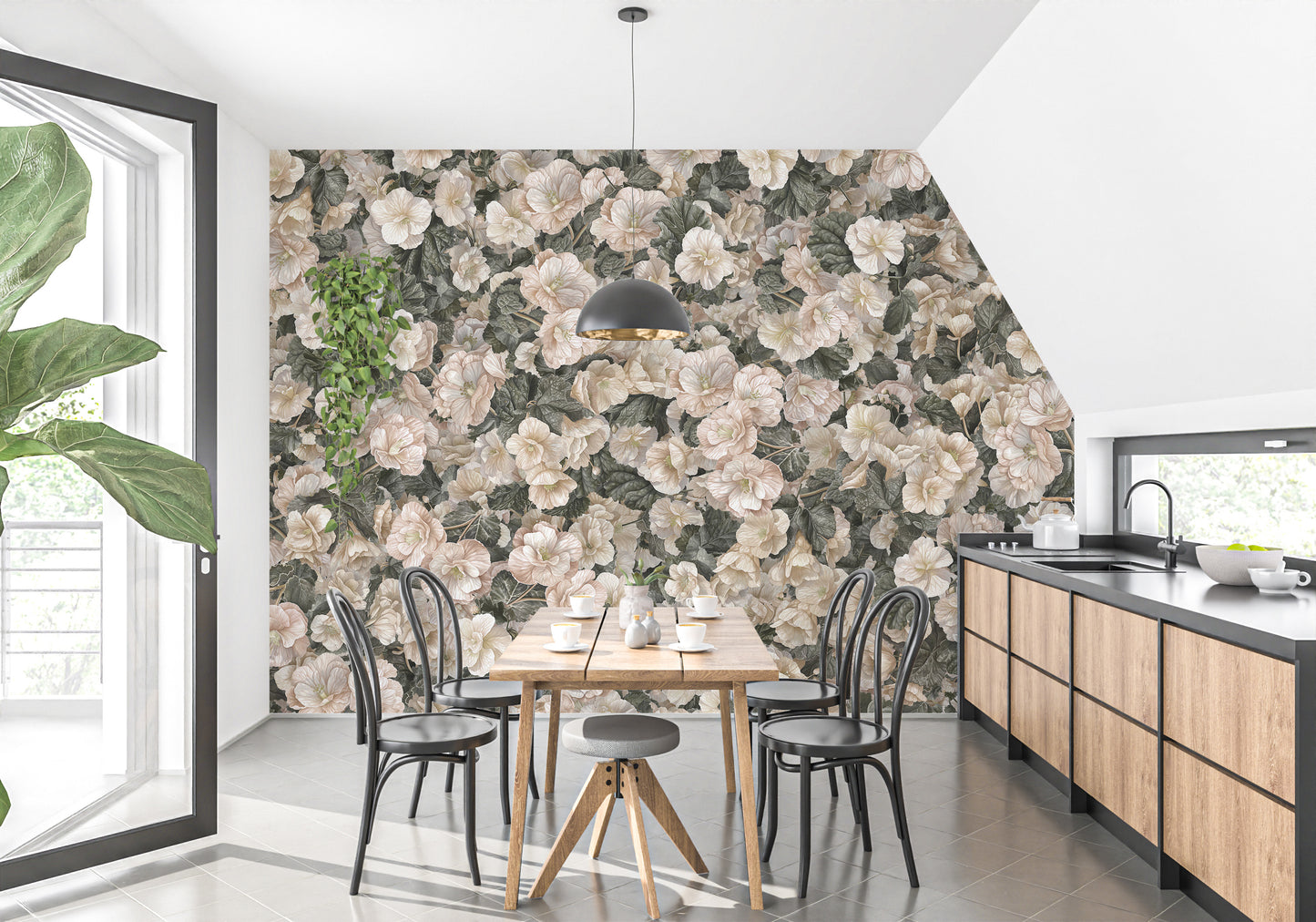 White Begonia Flower Wallpaper Murals