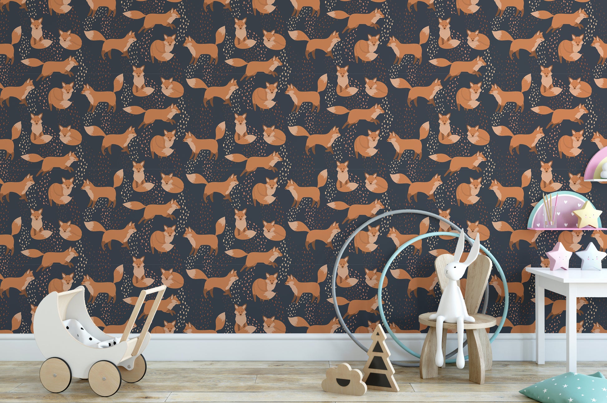 Cute fox repeat wallpaper with charm
