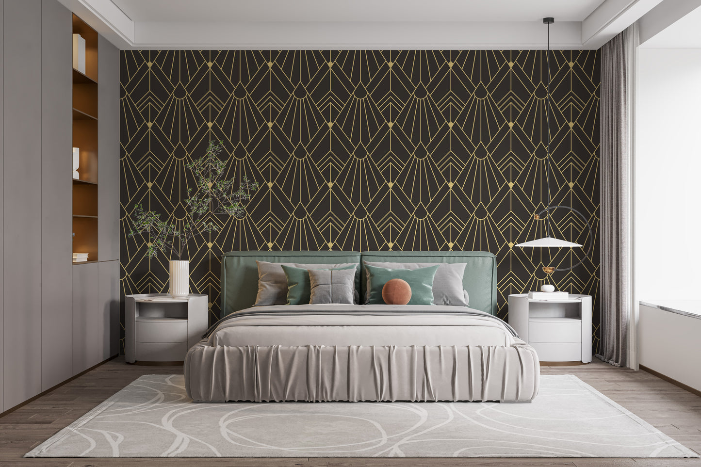 Luxurious gold patterned wallpaper mural