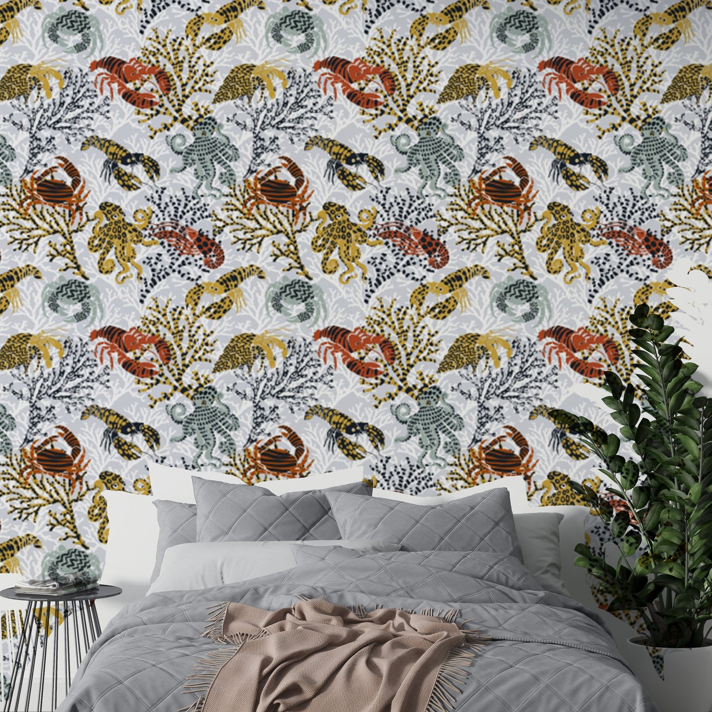 Aquatic Life mural wallpaper for serene, ocean-inspired interiors.
