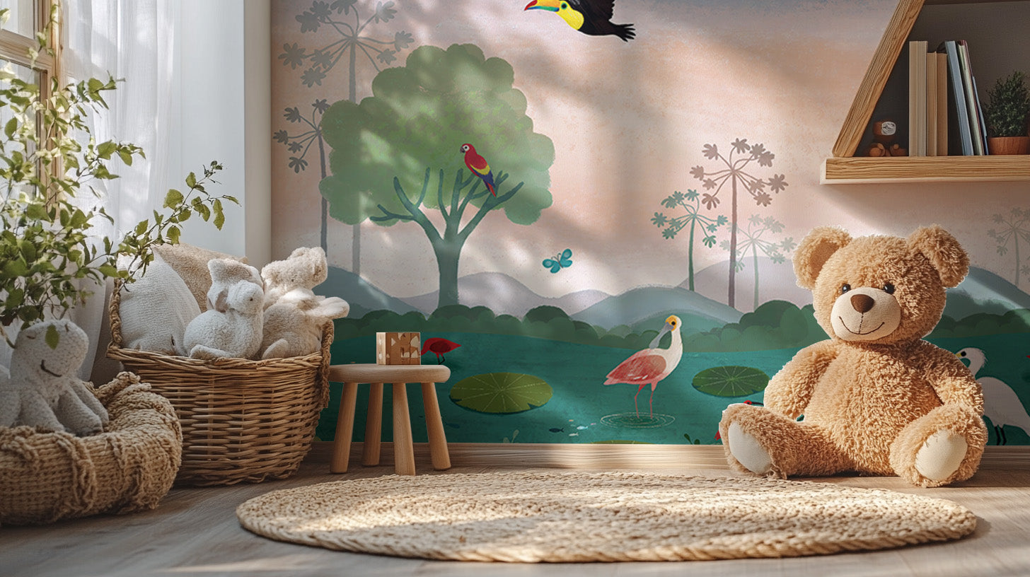 Enchanted Forest Bird Mural - Giffywalls