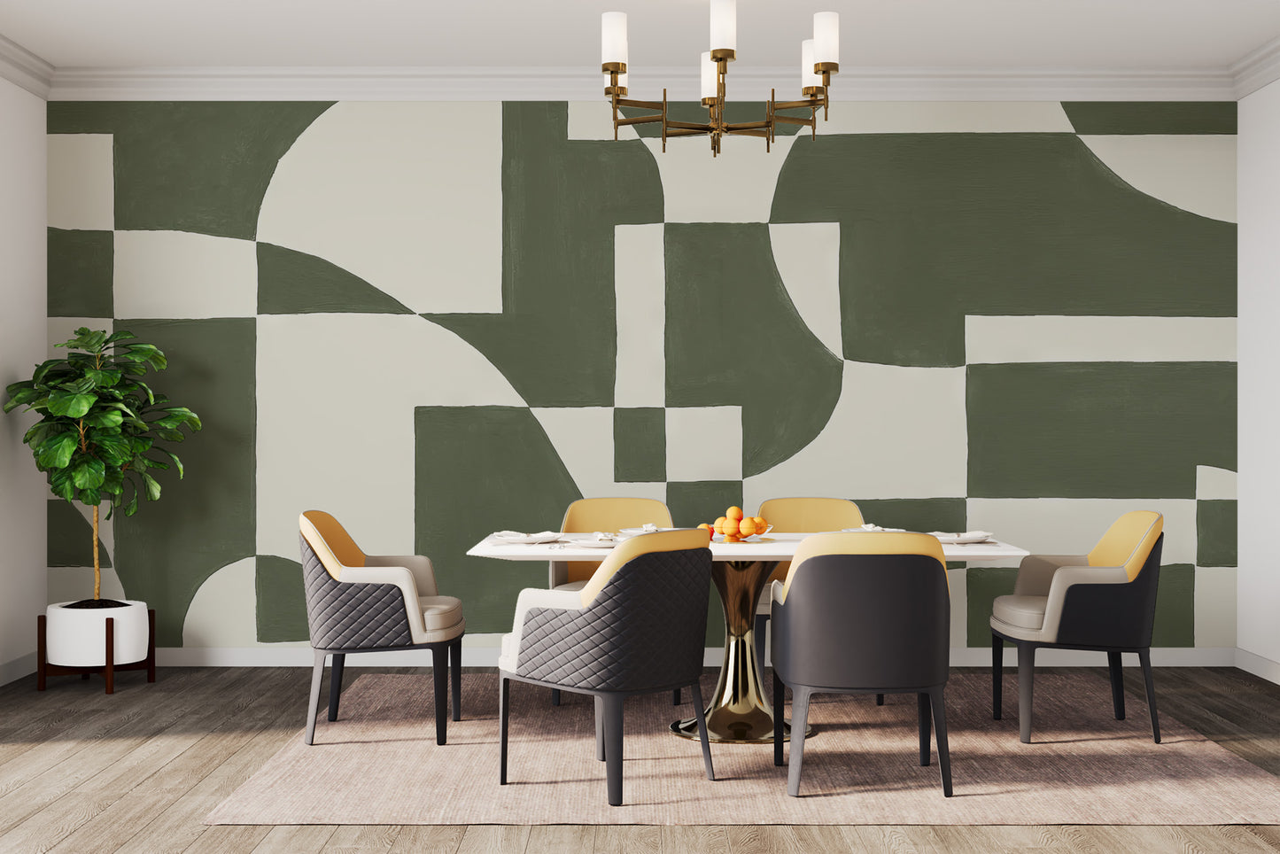 Emerald Geometric Elegance Mural