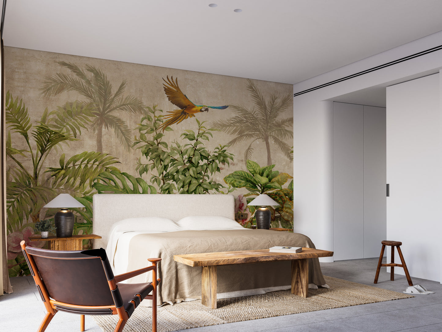 Exotic Feathered Fliers on Tropical Jungle Wallpaper