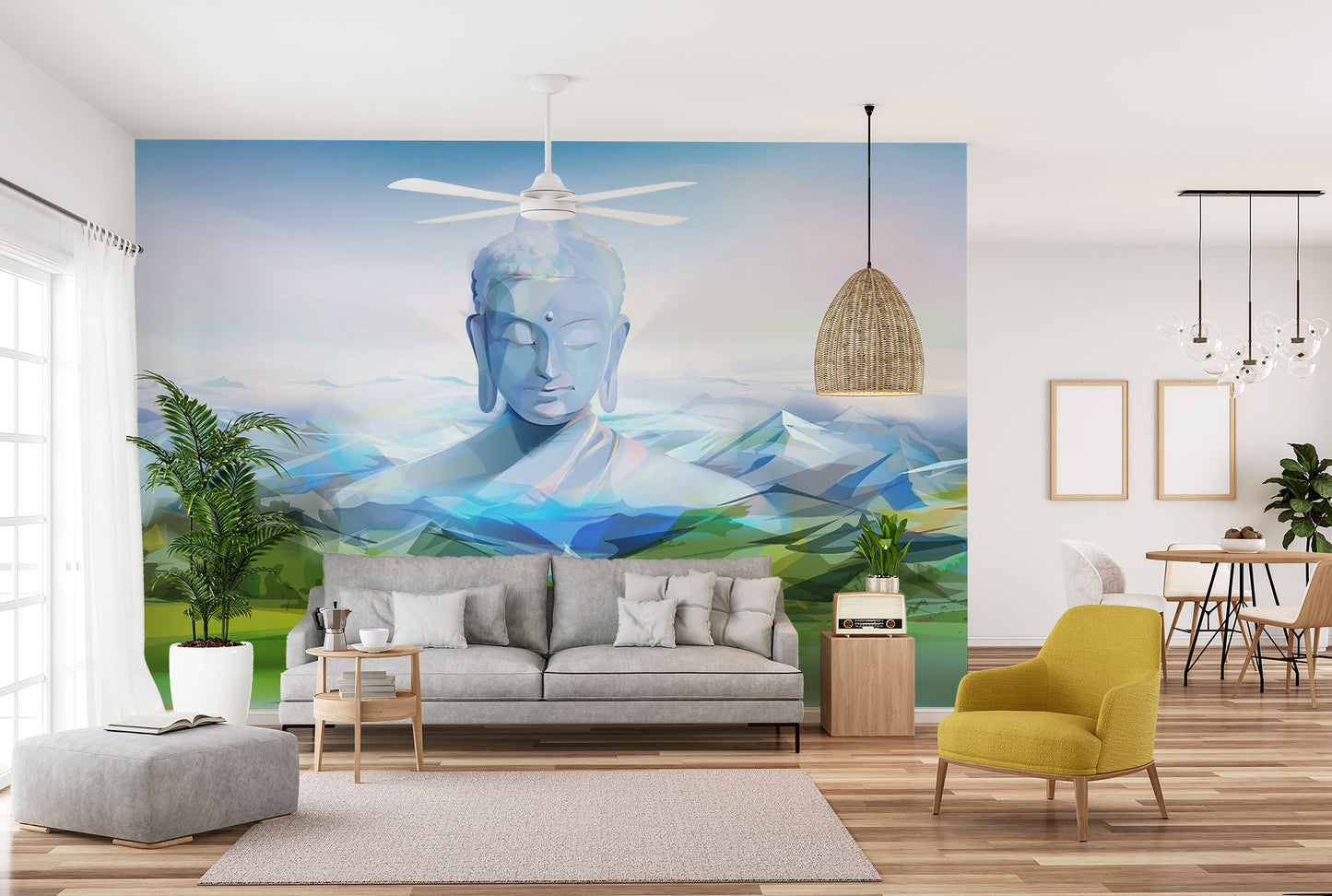 Calming Buddha wallpaper mural landscape
