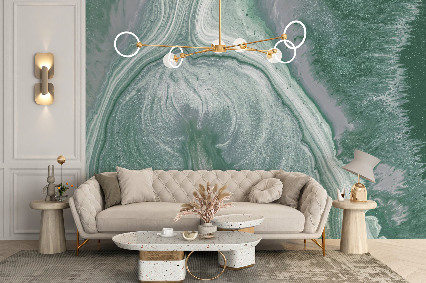 Green Marble Wallpaper Mural for timeless decor