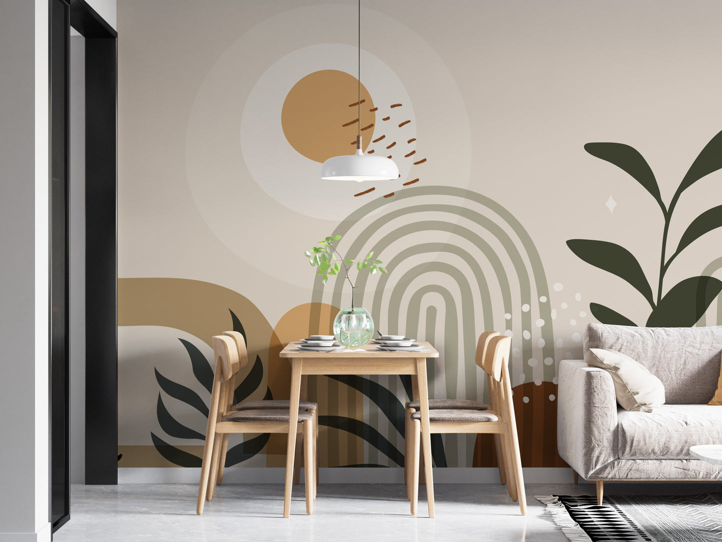 Sleek modern wallpaper mural with a calming Zen garden vibe.
