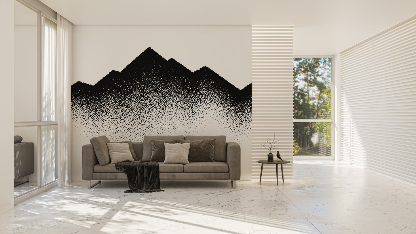 Mountains Wave Scattered Dots Wallpaper Murals