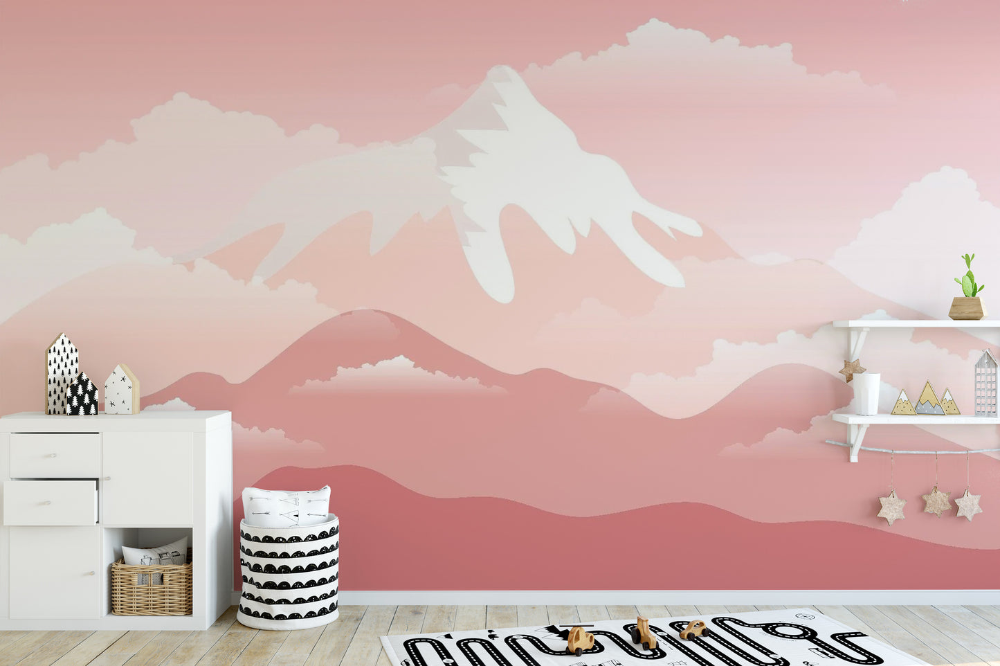 Pink Snow Capped Mountain Wallpaper Mural