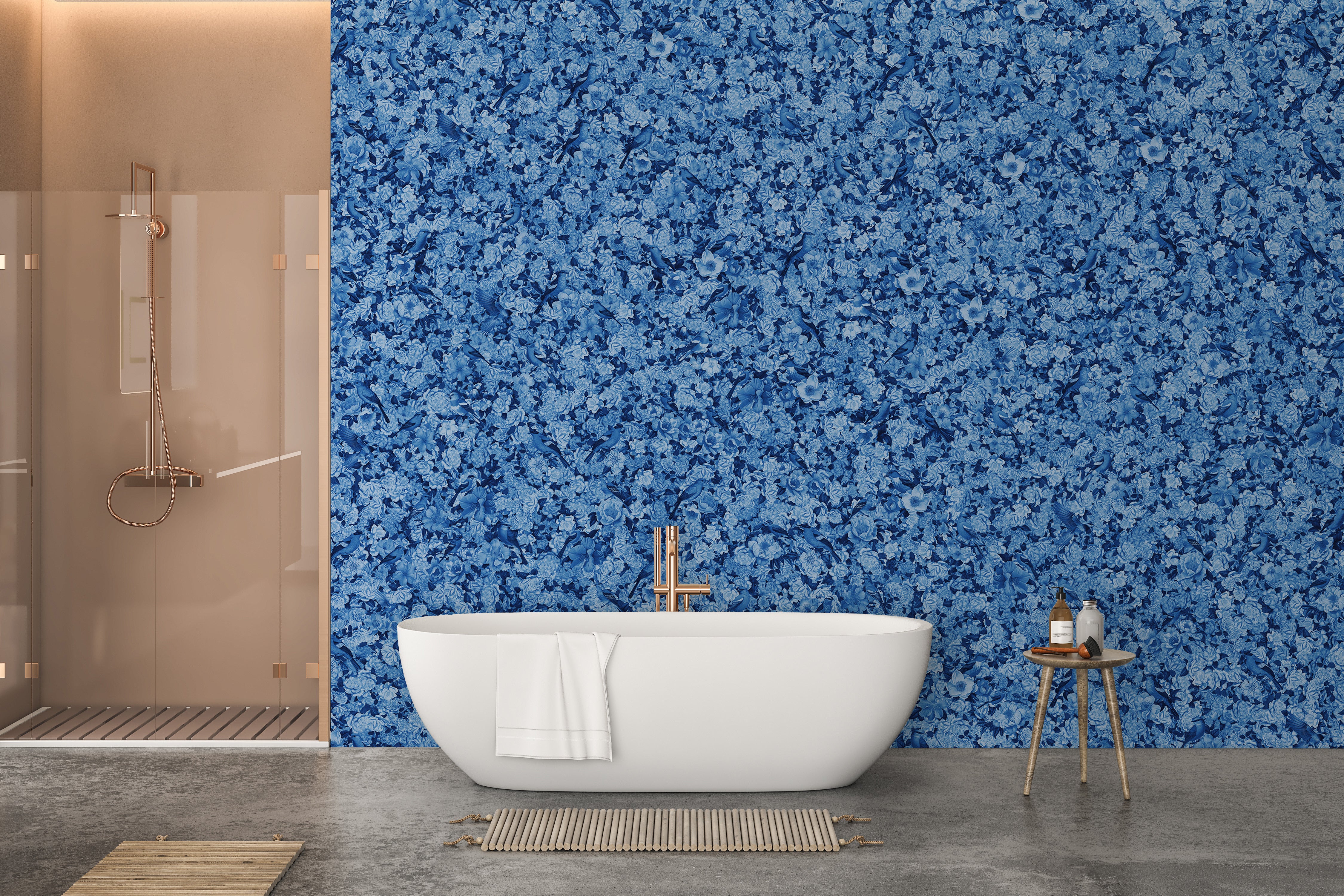 Delicate blue bird wall design
