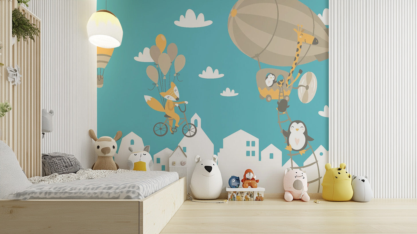 Kids Animated Motifs Wallpaper Mural for nurseries
