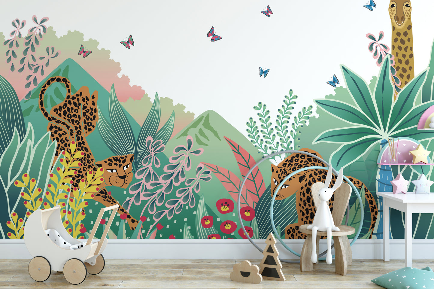 Leopard and Giraffe Kids Wallpaper Murals