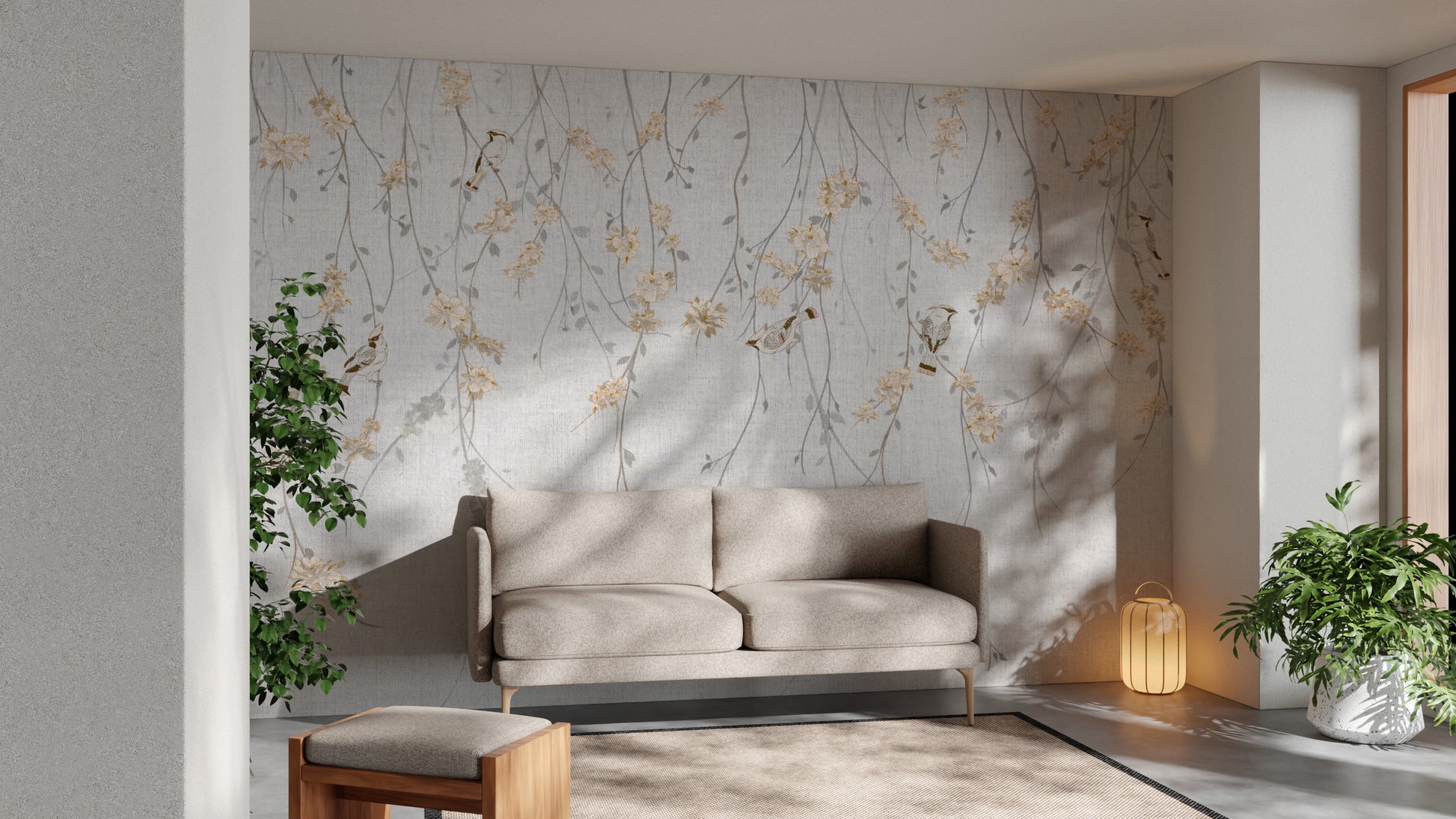 Artistic avian elegance mural for a serene wall statement.
