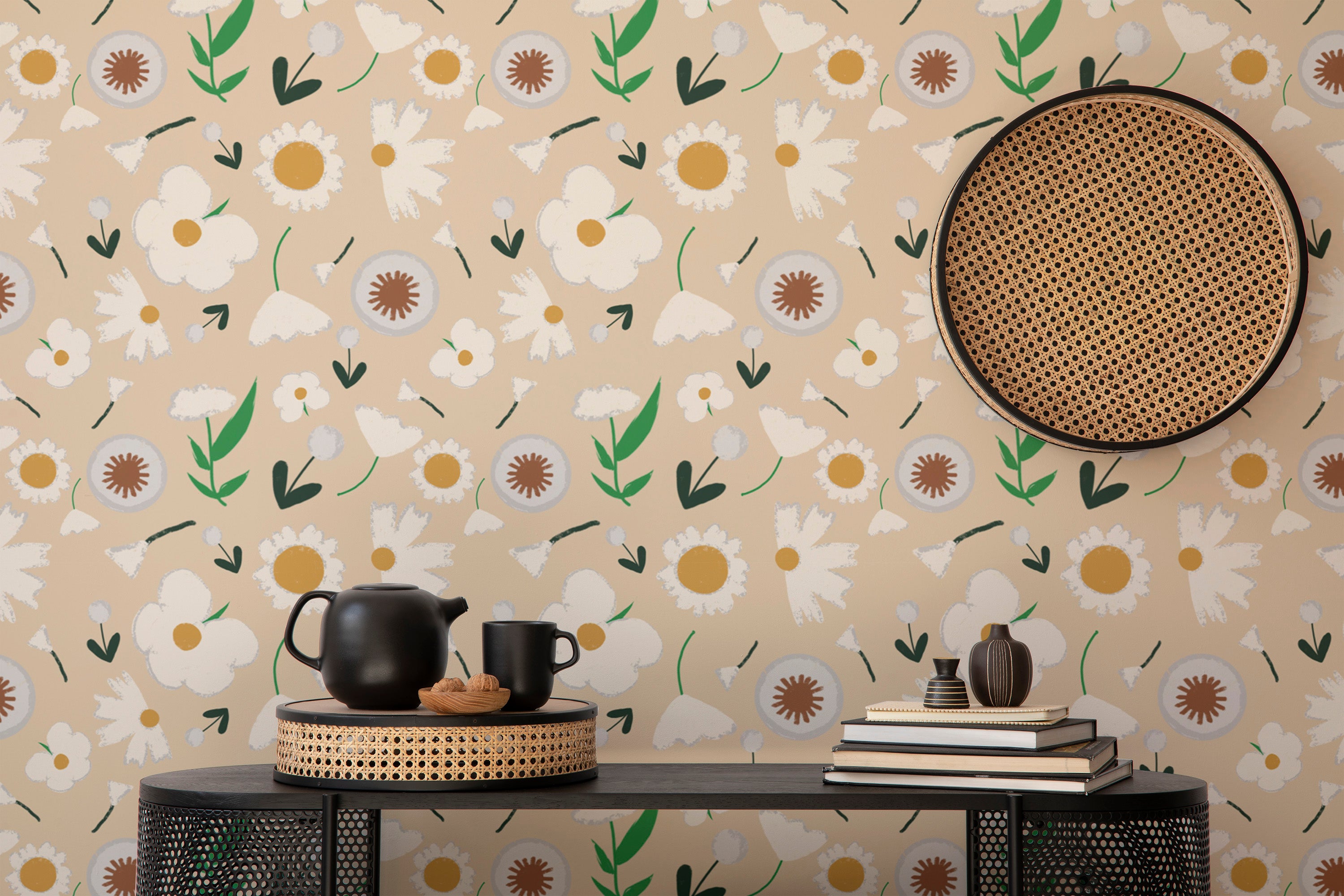 Marigold and Dandelion Pearl Wallpaper for rooms
