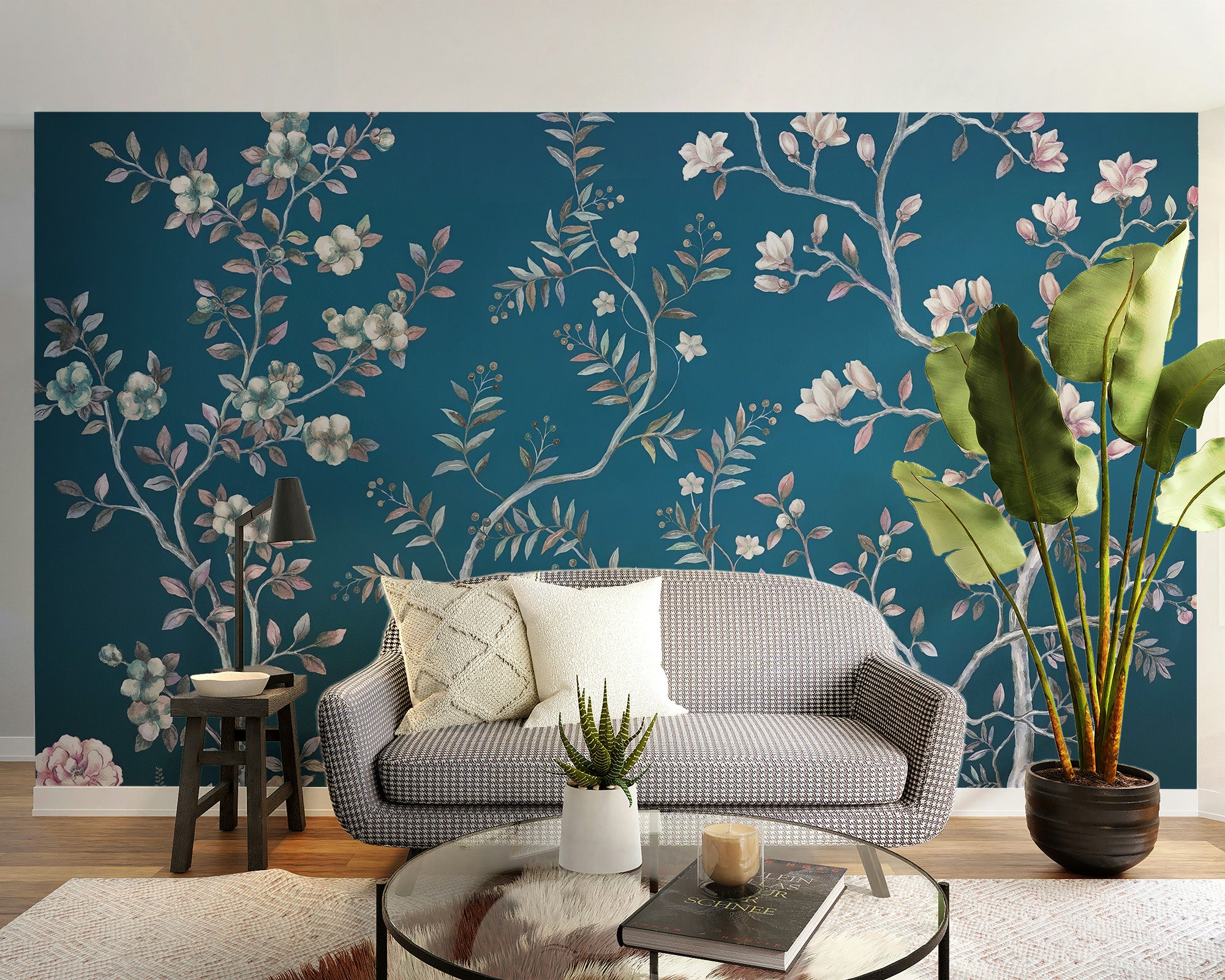 Blue chinoiserie wallpaper for classic spaces