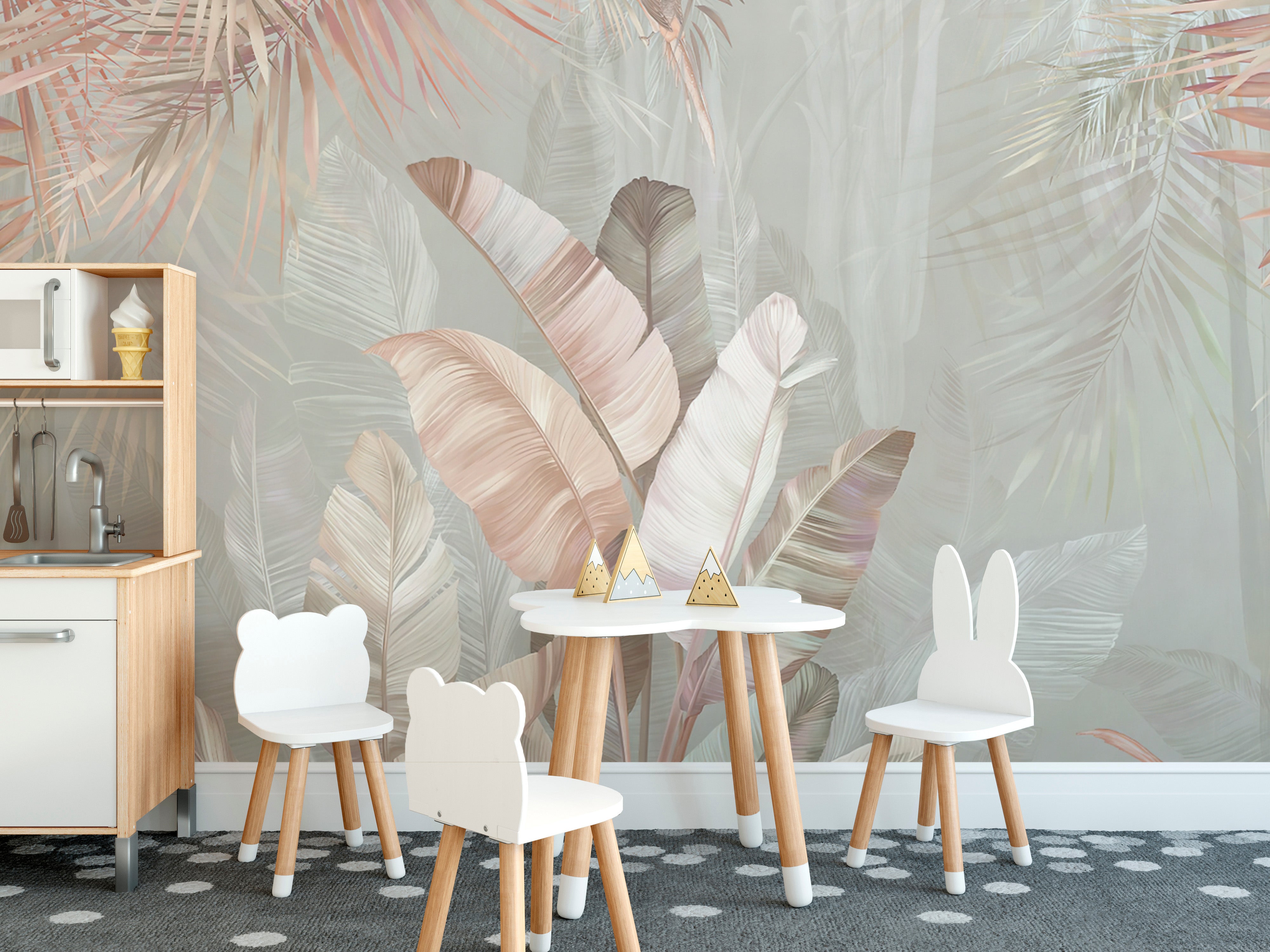 Gentle Pastel Jungle Wall Art
