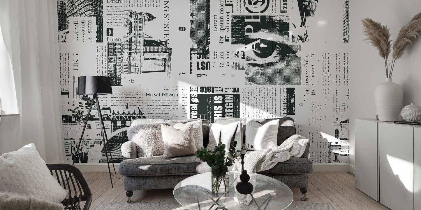 Urban Newsprint Wall Mural