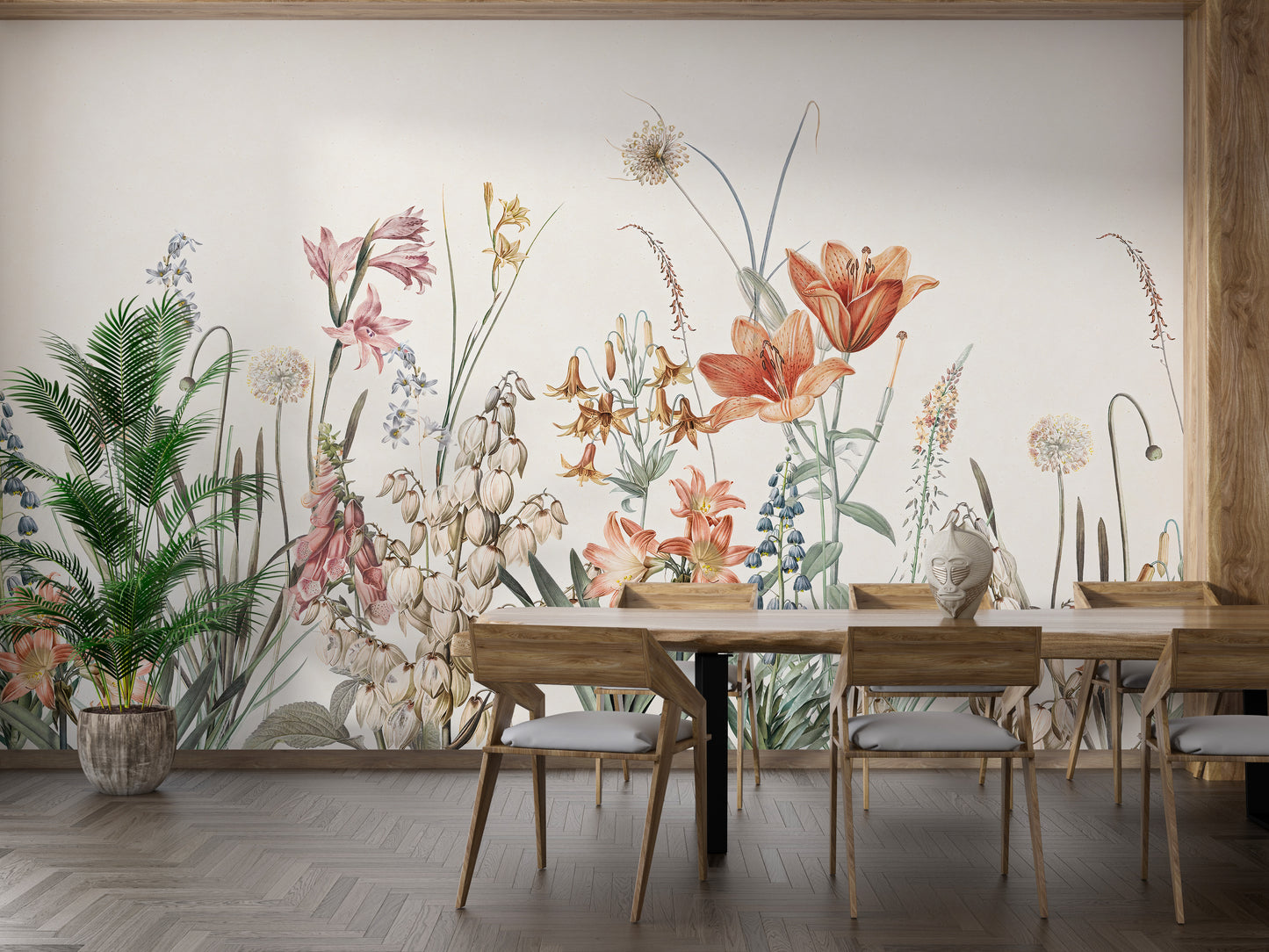 Floral Hand Painted Wallpaper Murals