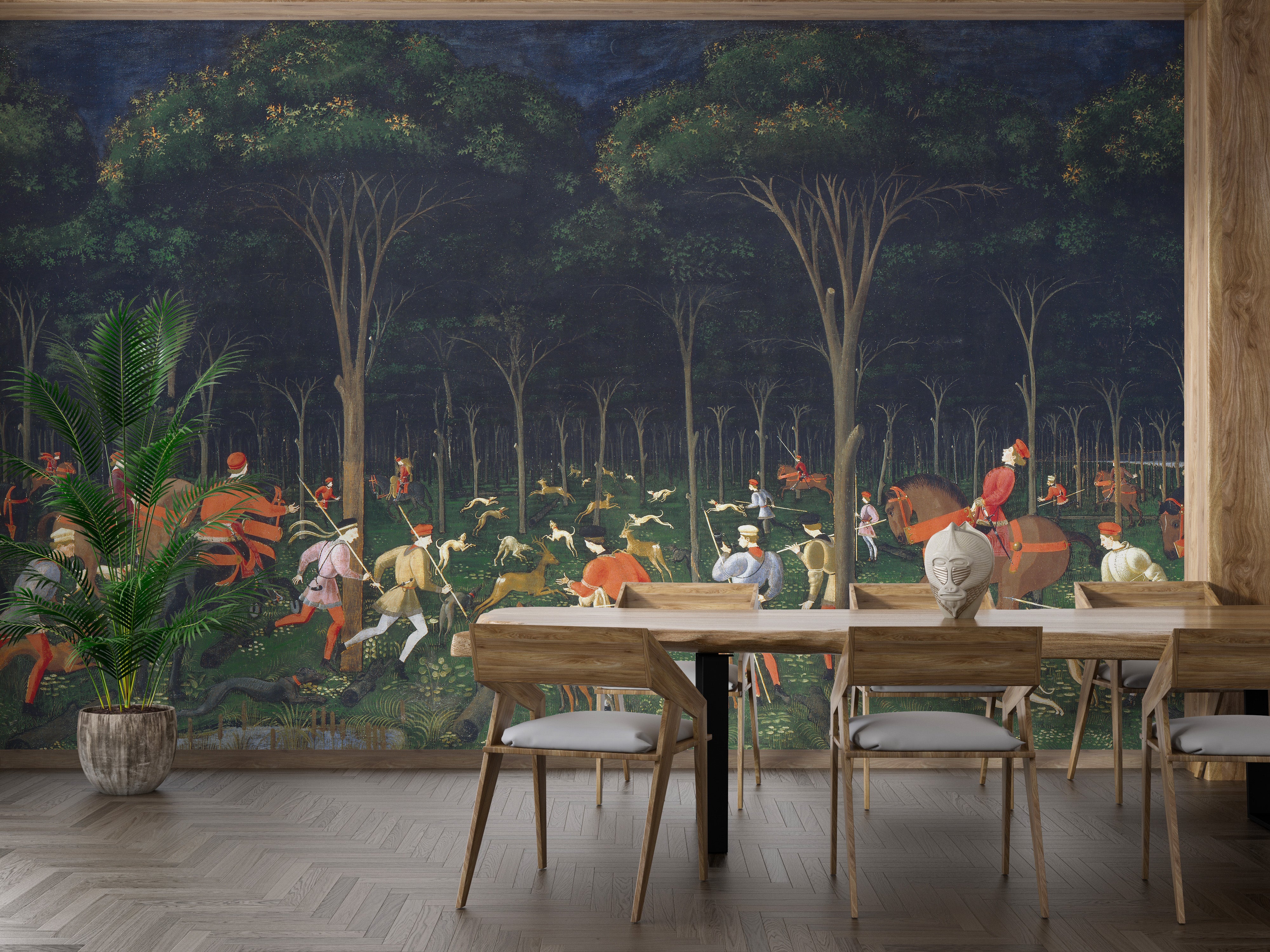 Elegant hunting expedition wallpaper mural