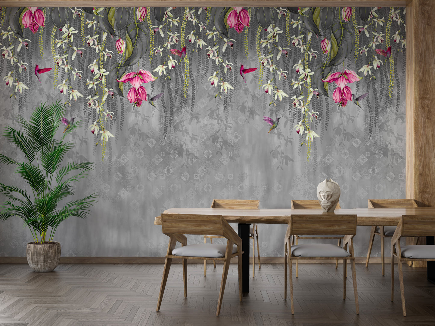 Pink Blooming Flowers Design Wallpaper