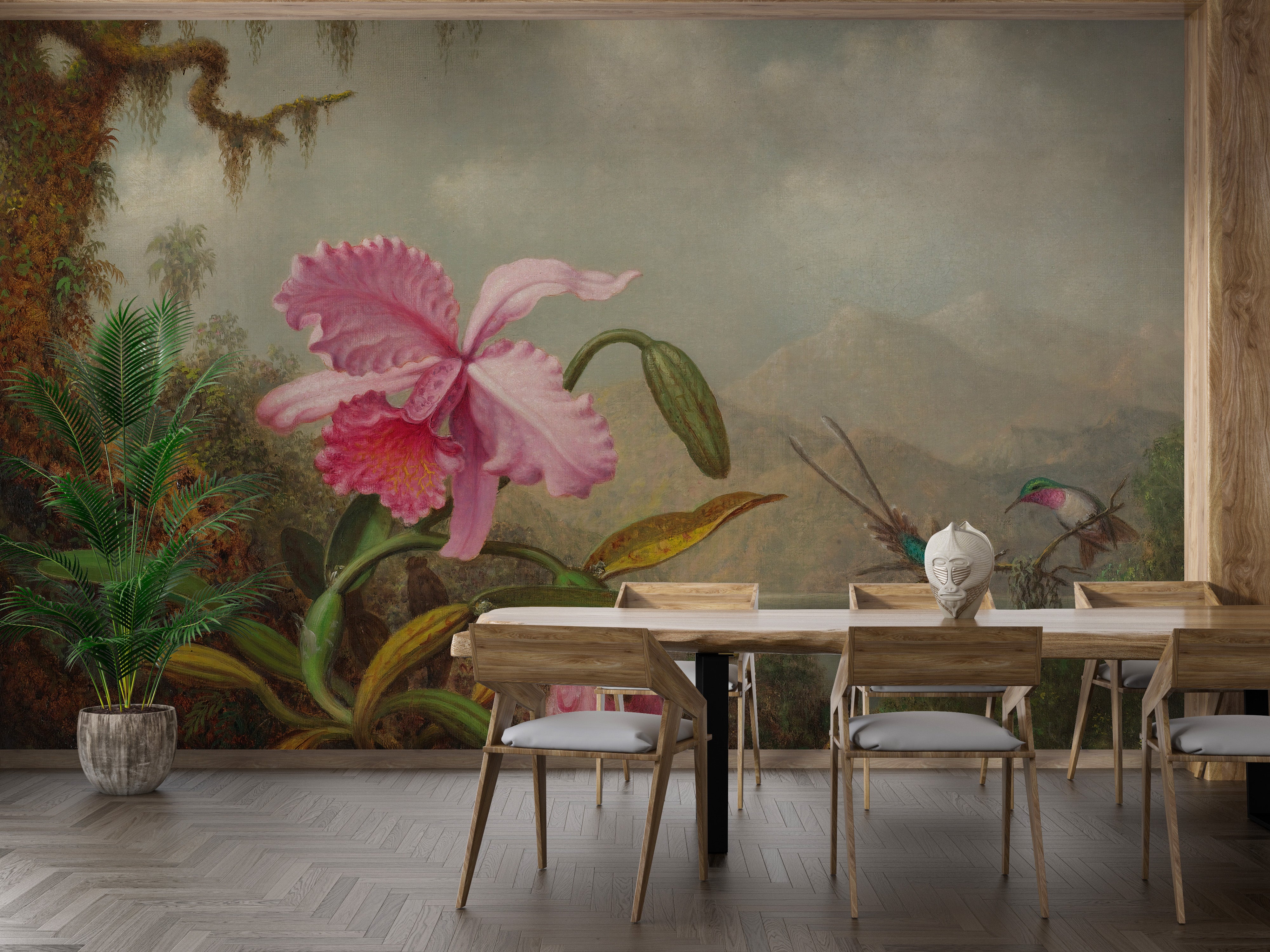 Pink Flower Wallpaper Mural - Giffywalls