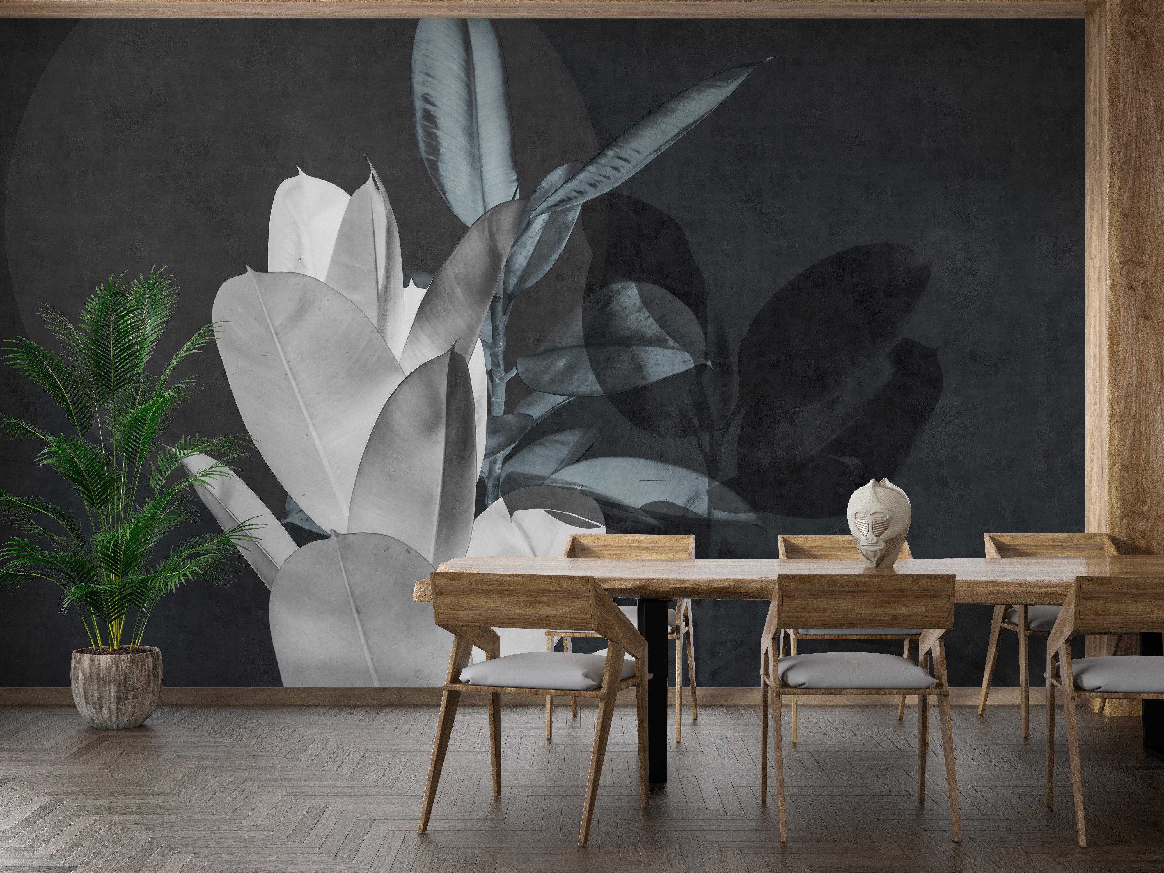 Bold Large Leaves Wallpaper Design
