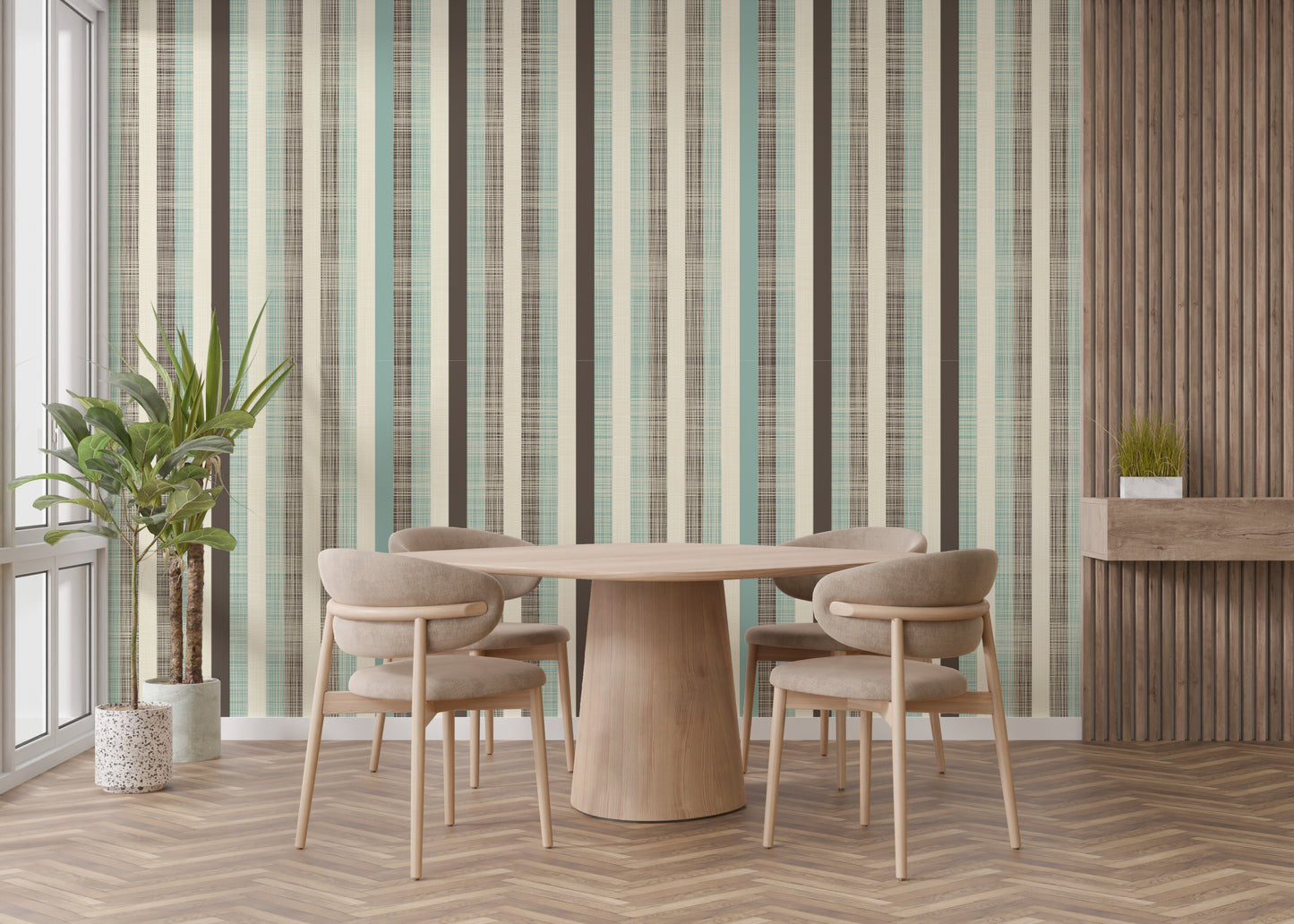 Fabric Stripped Pattern Wallpaper Wall Murals