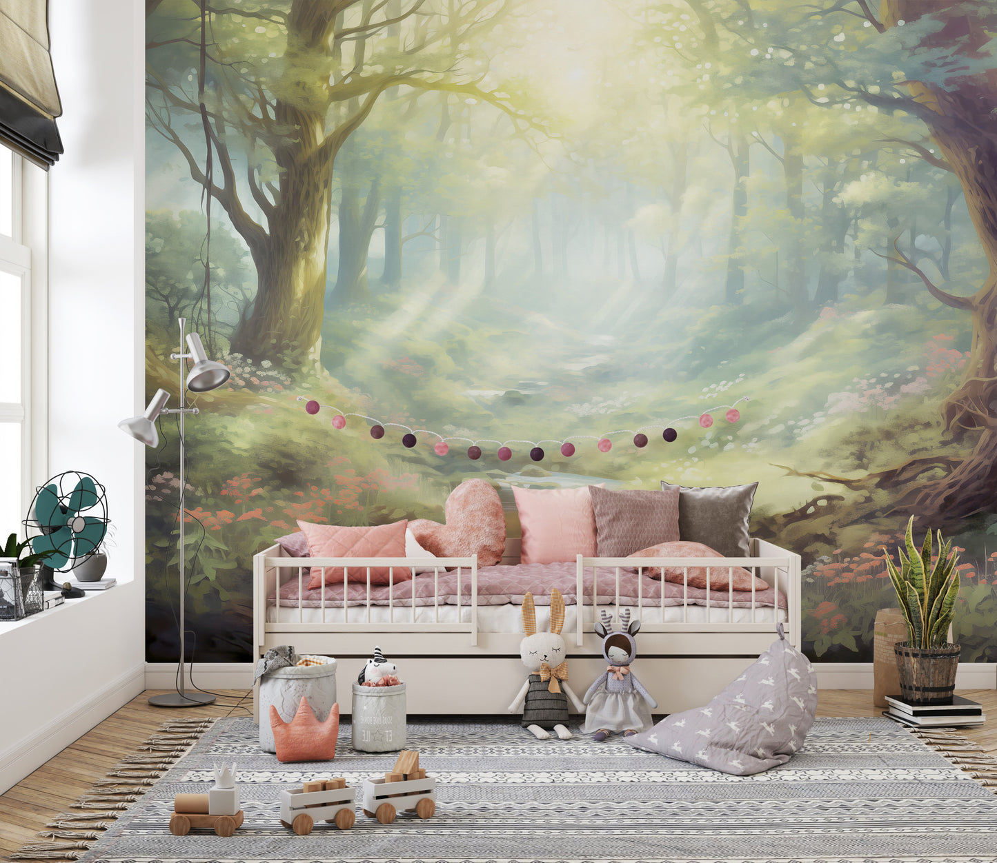 Transform your space with breathtaking sunset forest wallpaper murals.